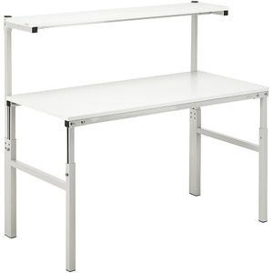 Werktafel, manueel in hoogte verstelbaar 650 tot 900 mm, basistafel met etagevlak, handmatig in hoogte verstelbaar 650 tot 900 mm Treston