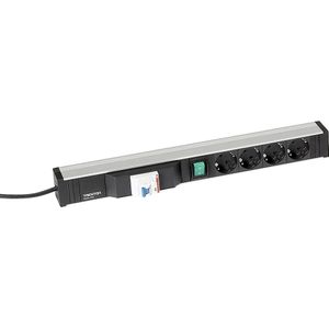 Treston Contactdoosstrip voor werktafels, 4 stopcontacten, schakelaar, FI-schakelaar, lengte 468 mm