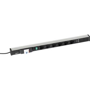 Treston Contactdoosstrip voor werktafels, 6 stopcontacten, 2 x USB, FI-schakelaar, lengte 836 mm