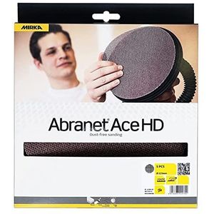 Mirka Abranet Ace HD schuurschijven net Ø 225 mm klittenband / korrel P80 / 5 schijven / voor gipsplaatschuurmachines muren en plafonds / schuren van harde oppervlakken, hout, stopverf, verf, metaal
