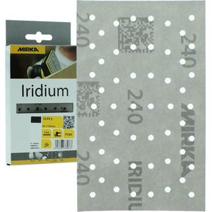 Mirka Iridium Premium Schuurpapier 81x133mm Klittenband 54-gaats, Korrel 120, 10 st / Voor het schuren van verf, plamuur, grondverf, hout, staal, minerale materialen, kunststof.
