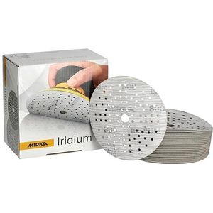 Mirka Iridium Premium schuurpapier Ø 125 mm klittenband 89 gaten, korrel 800, 100 stuks/voor het schuren van verf, stopverf, primer, hout, staal, minerale materialen, kunststof