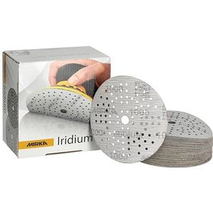 Mirka Iridium Premium schuurpapier Ø 125 mm klittenband 89 gaten, korrel 1000, 100 stuks/voor het schuren van verf, stopverf, primer, hout, staal, minerale materialen, kunststof