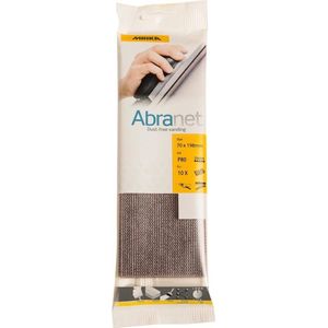 Mirka Abranet Schuurband van net, 70 x 198 mm, klittenband/korrel P80, 10 stuks, voor het schuren van hout, plamuur, verf, kunststof / AE150F1080