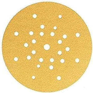 Mirka Gold Universeel Schuurpapier Ø 225mm Klittenband 27-gaats / korrel P120, 25 st / Voor droogbouwschuurmachines, wand- en plafondschuurmachines / Voor het schuren van gips, plamuur, spaanplaat, hout, lak
