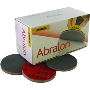 Mirka Abalon 8A20302098 slijpschijven, 77 mm, grip 3000 g, schuimdikte 6,5 mm, siliciumcarbide, schuimstofonderlegger, grijs