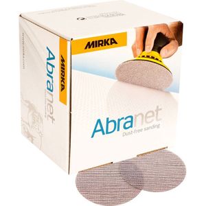 Mirka Abranet 5420305080 schuurschijven net Ø 77 mm klittenband / korrel P80 / 50 stuks / voor het schuren van hout, plamuur, kunststof