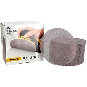 Mirka Abranet netschuurschijven Ø 150 mm klittenband / korrel P150 / 50 st / voor het schuren van hout, plamuur, lak, kunststof / 5424105015