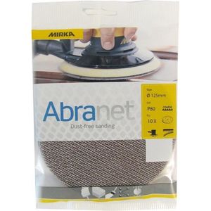 Mirka Abranet netschuurschijven Ø 125 mm klittenband / korrel P240 / 10 st / voor het schuren van hout, plamuur, lak, kunststof / AE232F1025