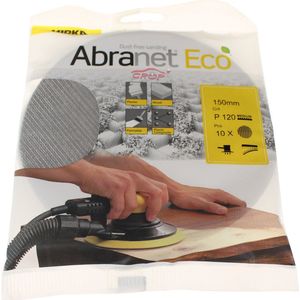 Mirka Abranet netschuurschijven Ø 150mm Klittenband / korrel P120 / 10 stuks / AE241F1012 / Geschikt voor alle 150mm excentrische schuurmachines en schuurmachines / Voor stofvrij schuren van hout, plamuur, lak