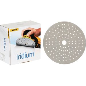 Mirka Iridium Premium Schuurpapier Ø 150mm Klittenband 121-gaats, Korrel 500, 100 st / Voor het schuren van verf, plamuur, grondverf, hout, staal, minerale materialen, kunststof.