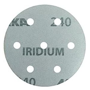 Mirka Iridium Premium schuurpapier Ø 90 mm klittenband 7 gaten, korrel 240, 50 stuks/voor het schuren van verf, stopverf, primer, hout, staal, minerale materialen, kunststof