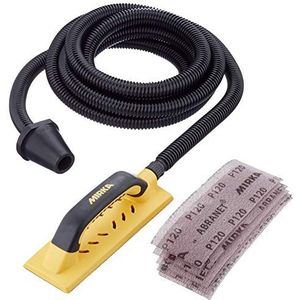 Mirka Handy Hand schuurblok Starter Kit I Schuurblokkenset met afzuiging incl. 4m afzuigslang en 5 stuks Mirka Abranet net schuurstroken Klittenband korrel P80 P120 P180 I Stofvrij schuren