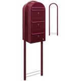 BOBI Brievenbus Trio - Bordeauxrood - 3 Postvakken - Materiaal 1 mm
