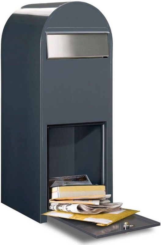 BOBI Brievenbus Jumbo - RAL 7016 - Donkergrijs en RVS Klep
