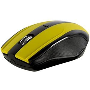 Serioux Mouse Rainbow 400, draadloos, USB, optische sensor, operationele afstand; 10m, precisie: 1000/1600dpi verstelbaar, 4 knoppen, 2x AA batterijen, geel