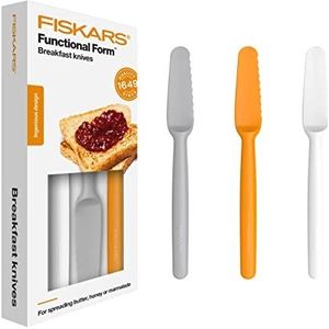 Fiskars Ontbijtmessen, 3-delige messenset, kunststof, wit/oranje/grijs, Functional Form, 1016121