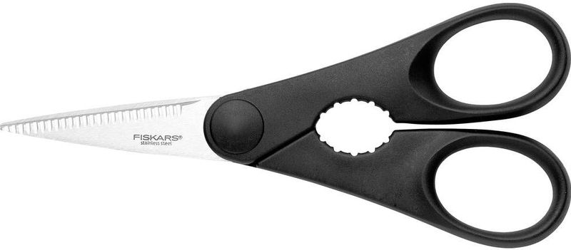 Fiskars Keukenschaar - RVS Schaar - Papierschaar met Flessenopener - Zwart