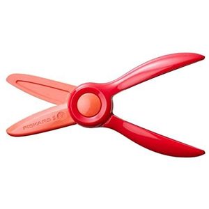 Fiskars Schaar voor kinderen, vanaf 2 jaar, om te leren snijden, lengte: 13 cm, kunststof messen en handgrepen, rood, starter, 1064065