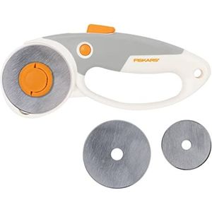Fiskars 1066048 Duoloop Titanium Roterende Snijder, Roterend Blade Met Lemmet Handvat, Voor Rechts- en Linkshandigen, Bladdiameter: 45 mm en 60 mm, Oranje/Wit/Grijs, 1066048