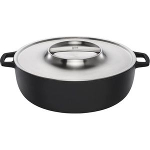 Fiskars Norden Braadpan Gietijzer voor BBQ - Gietijzeren Braadpan met RVS Deksel - Thermium™ Anti-aanbaklaag