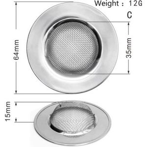 1 Stuk - RVS afvoerstop - Afvoerzeef - Korfplug - Gootsteenzeef - Afvoerplug - Zeefje - Keuken - Korfzeef - Zeefje voor in de spoelbak - Keuken - Luxe afvoerstop - Gootsteenstop - Zeef voor gootsteen