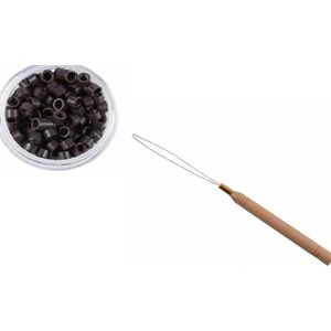 Microring donker bruin 300stuks + Microring loop - Microring naald-hair extensions
