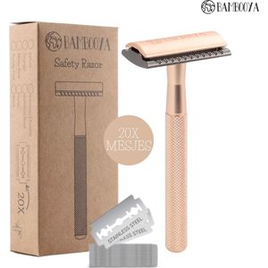 Bambooya Safety Razor + 20 scheermesjes - Scheermesjes voor vrouwen dames - Gold Black - Double Edge Single Blade - Zero Waste scheren | Duurzaam Scheermesje