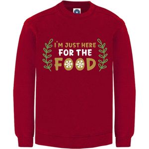 Kerst sweater - I'M JUST HERE FOR THE FOOD - kersttrui - ROOD - Medium - Unisex