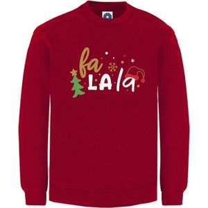 Kerst sweater - FA LA LA - kersttrui - ROOD - large -Unisex