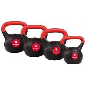 Toorx Fitness PVC Kettlebell Set - 4x kettlebells - Totaal 20 kg - Gewichten - 2 tot en met 8 kg - Krachttraining - Rood - Zwart