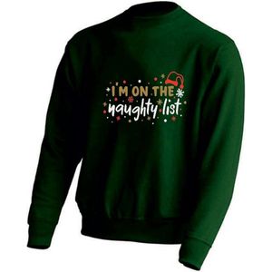 DAMES Kerst sweater -  I'M ON THE NAUGTHY LIST - kersttrui - GROEN - large -Unisex