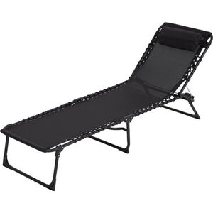 Tuinstoel Strandstoel Ligbed inklapbaar | Stretcher Vouwbed Zwart |