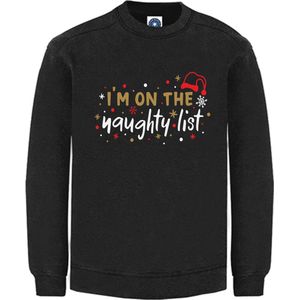 DAMES Kerst sweater -  I'M ON THE NAUGTHY LIST - kersttrui - zwart - large -Unisex