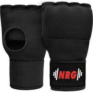 NRG Boxing - Bandage Boksen - Binnenhandschoenen Boksen - Zwart - Katoen - Gel Padding - Met 75 cm lange bandage - Kickboksen -Maat S