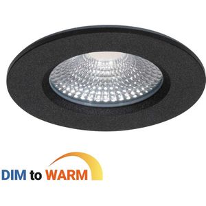 Ledmatters - Inbouwspot Zwart - Dimbaar - 5 watt - 300 Lumen - 1800-2700 Kelvin - Dim to Warm - IP65 Badkamerverlichting