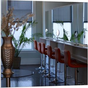 Forex - Kappersstoelen in Salon - 80x80cm Foto op Forex