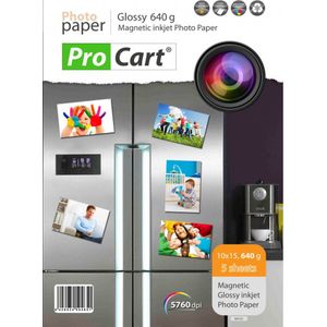 Magnetisch Fotopapier - 5 Sheets - Glossy - Hoogglans - 10x15 cm - 640g - 5 Vellen - Inktjet Photopaper - Printbare Magneetvellen