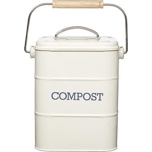 Retro Compostemmer - Compostbakje Keukenaanrecht - Gft Afvalbakje met 2 Filters - 3L / Créme
