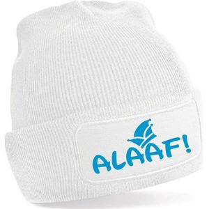 MUTS ALAAF WIT met NEON BLAUW - CARNAVAL one size fits all