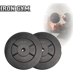 Iron Gym Halterschijven 2 x 10 kg Ø 25 mm - Haltergewichten - Plate Set - Barbell gewichten