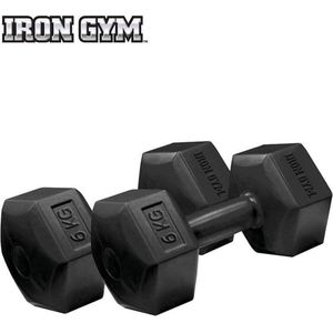 Iron Gym Dumbbell Set 2x 6 kg grote robuuste Dumbbells Gietijzer - Fitness accessoire