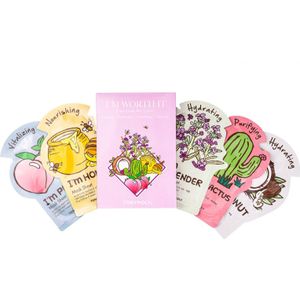 Set I'm Worth It - Gezichtsmaskers - 5 Stuks - Viscose - Kokosnoot - Lavendel - Perzik - Cactus - Honing
