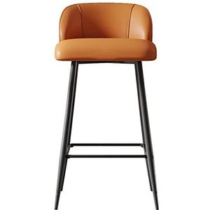 ShuuL Moderne oranje barkrukken keuken eiland bar stoel toonhoogte met rug super vezel lederen metalen benen barkrukken, gestoffeerde bar kruk, voor thuis bar kantoor Dini