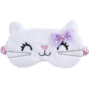 blinddoek, blinddoek Leuke Kat Zachte Slaap Oogmasker Dier Pluche Stof Oogmasker Relax Girl Lady Home Travel Oogmasker for het slapen (Kleur: Roze) (Color : White)