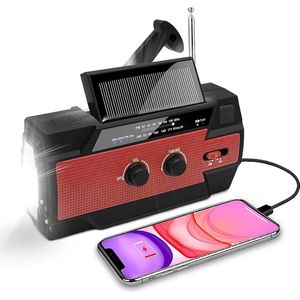 Noodradio - Opwindbare radio - Dynamo / Solar / Zonnepaneel - Opwindbaar - Zaklamp - Powerbank - Survival radio - FM - AM - Leeslamp