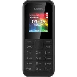 Nokia 105 Dual SIM, zwart (EU) (1.45"", 4 MB, 2G), Sleutel mobiele telefoon, Zwart