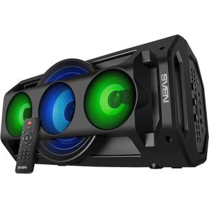Sven PS-680, juodas, uitgangsvermogen. (RMS), TWS, Bluetooth, FM, USB, Micro SD, LED-Ekranas, RC (10 h, Oplaadbare batterij), Bluetooth luidspreker, Zwart