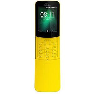 Nokia 8110 mobiele telefoon (2,45 inch QVGA-display, 4G, 2MP camera met LED-flits, MP3-speler, FM-radio, wekfunctie, spatwaterdicht (IP52), Bluetooth 4.1), geel