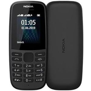 Nokia 105 (2019) 2G (1.77"", 4 MB, 2G), Sleutel mobiele telefoon, Zwart